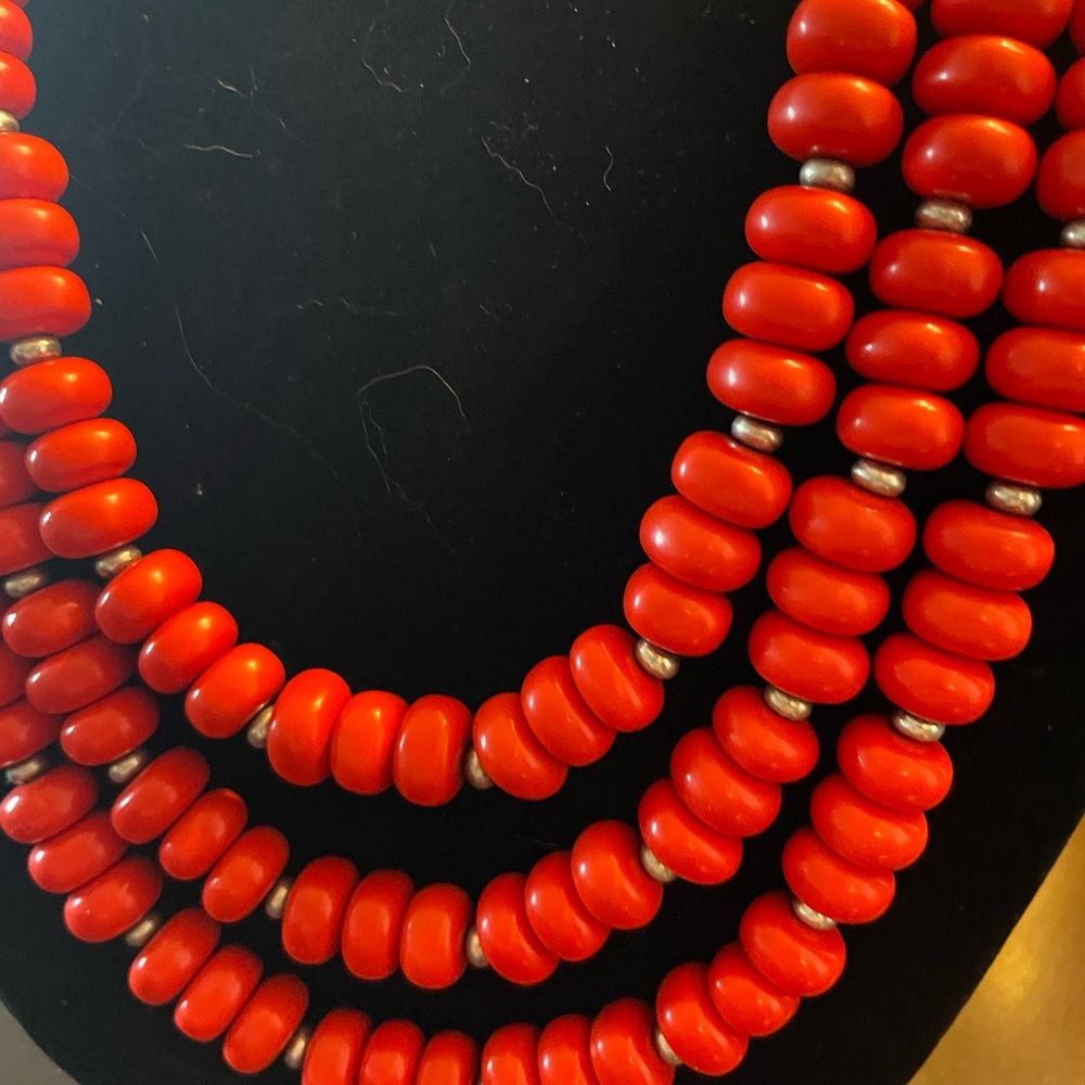 Orange heavy beaded necklace